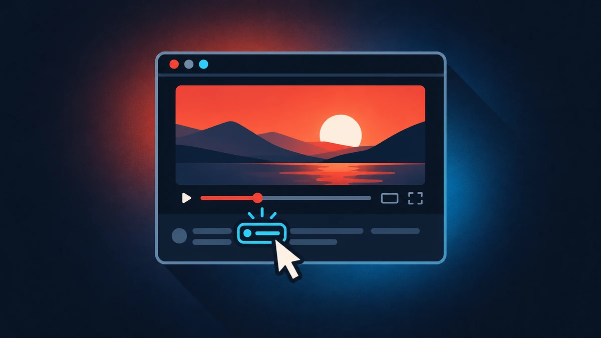 A browser window with a cursor pointing at the timestamp under a video